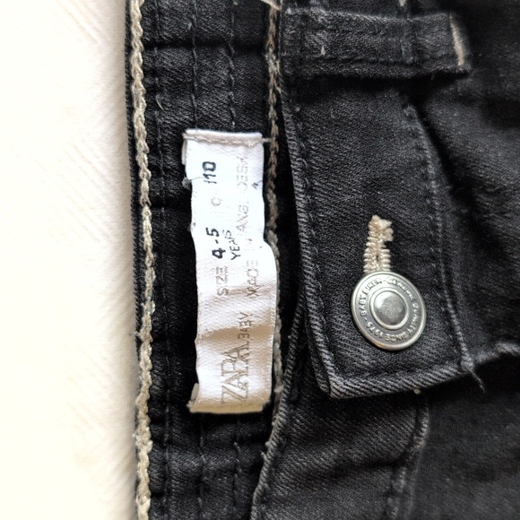 zara black biker moto style stretch denim jeans 4-5 YRS unisex gender neutral - Picture 3 of 12